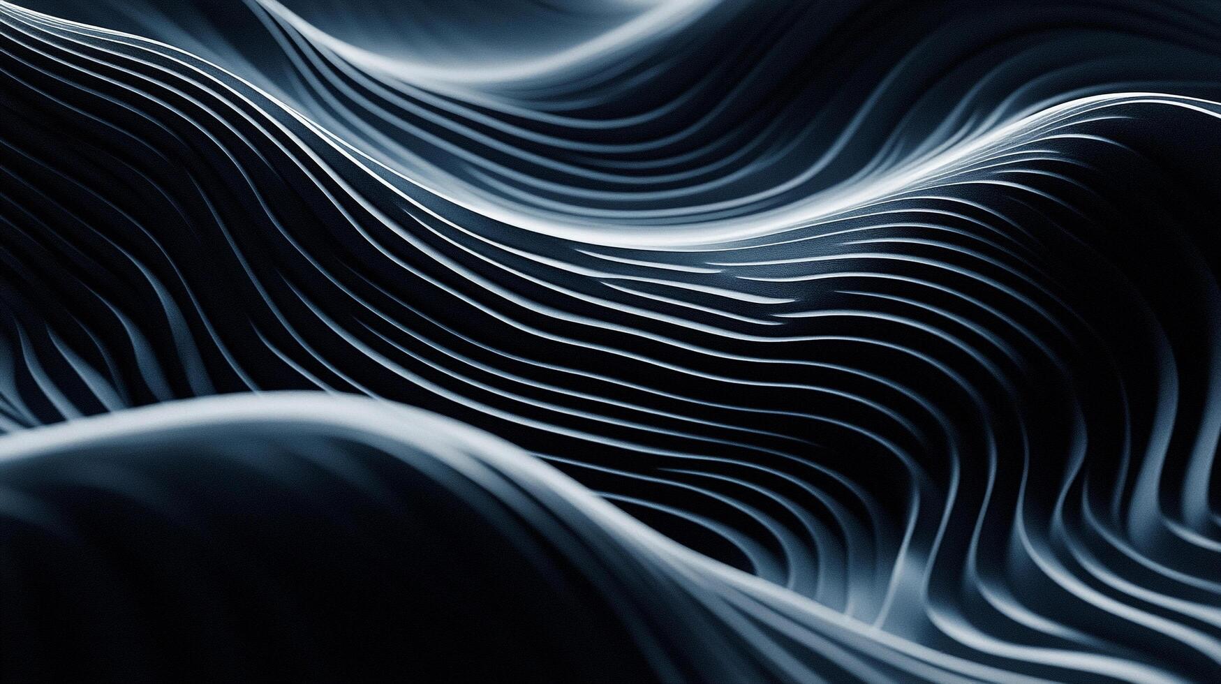 Abstract curves create a mesmerizing display of light and shadow, evoking a sense of fluid motion and serene elegance. Moody and dark. photo