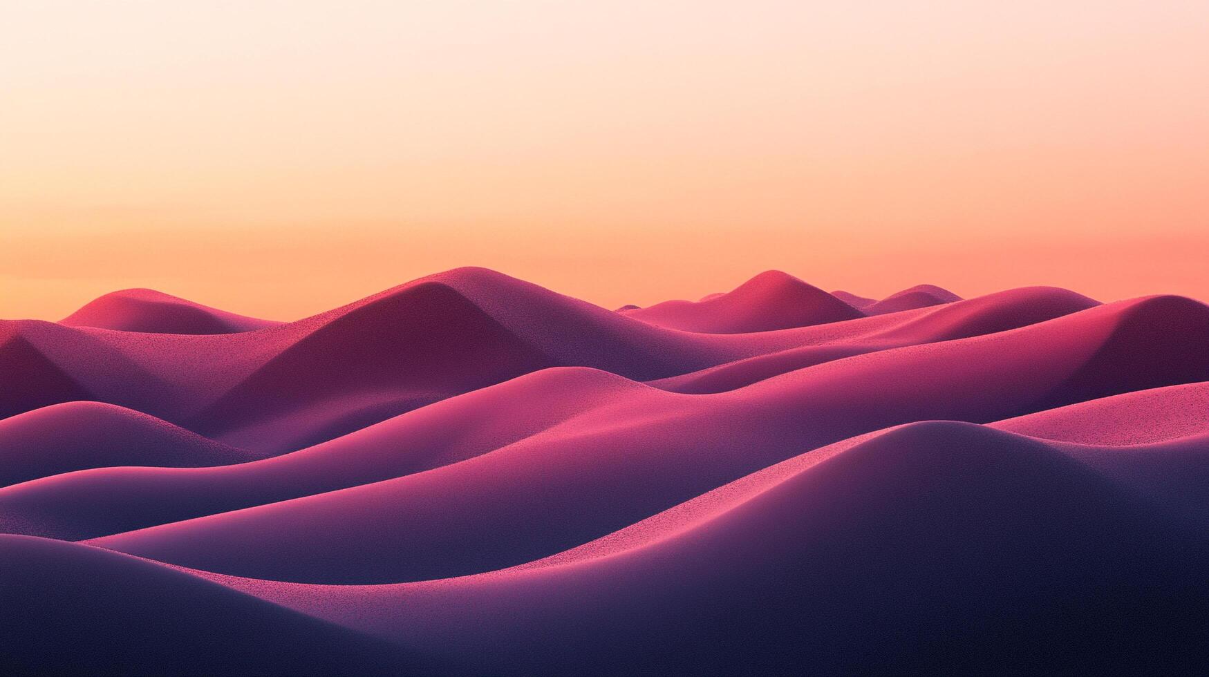 A captivating sunset over the surreal pink desert, creating an atmosphere of peace and wonder. The dunes stretch out in abstract waves. photo