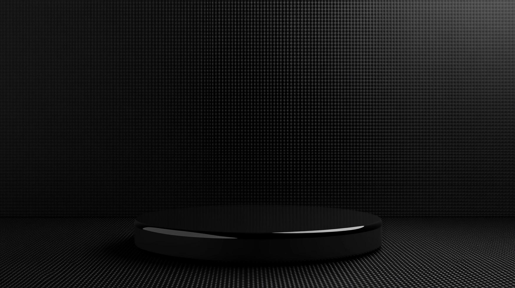 Minimalist display stage on dark grid background offers elegant presentation. Sleek design showcases product with subtle sophistication. photo