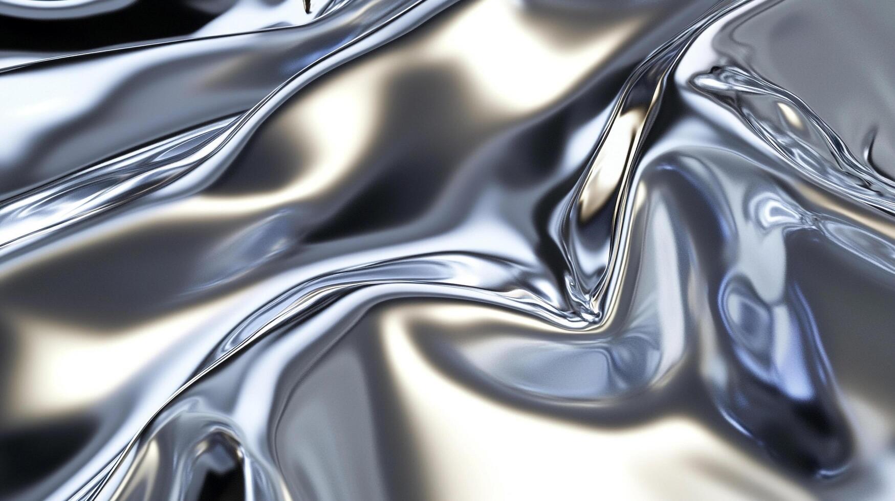 Abstract metallic waves create a mesmerizing play of light, with a sleek, modern, and fluid design. Elegant and refined artistry. photo