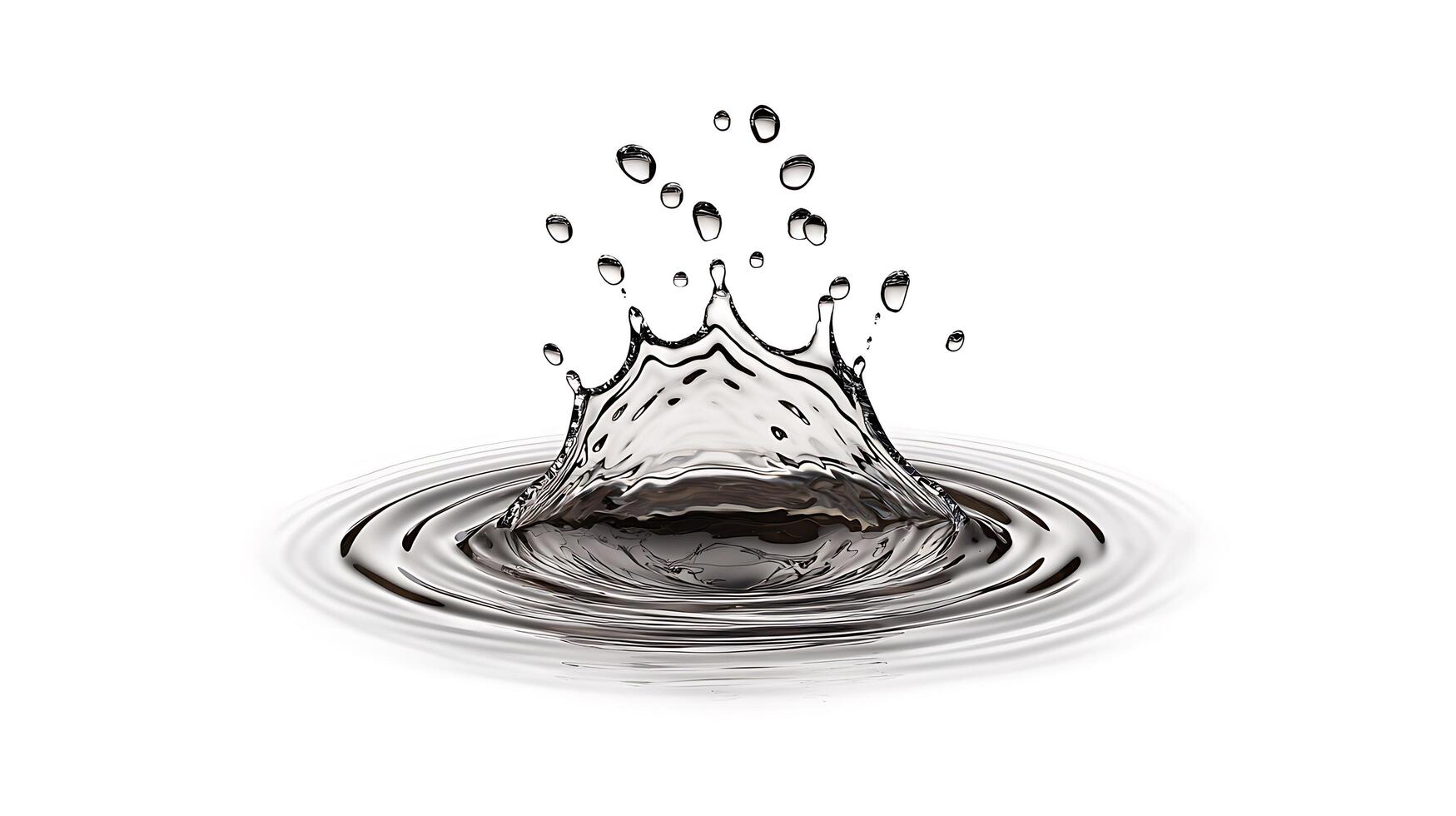 A black and white photo of a splash of water