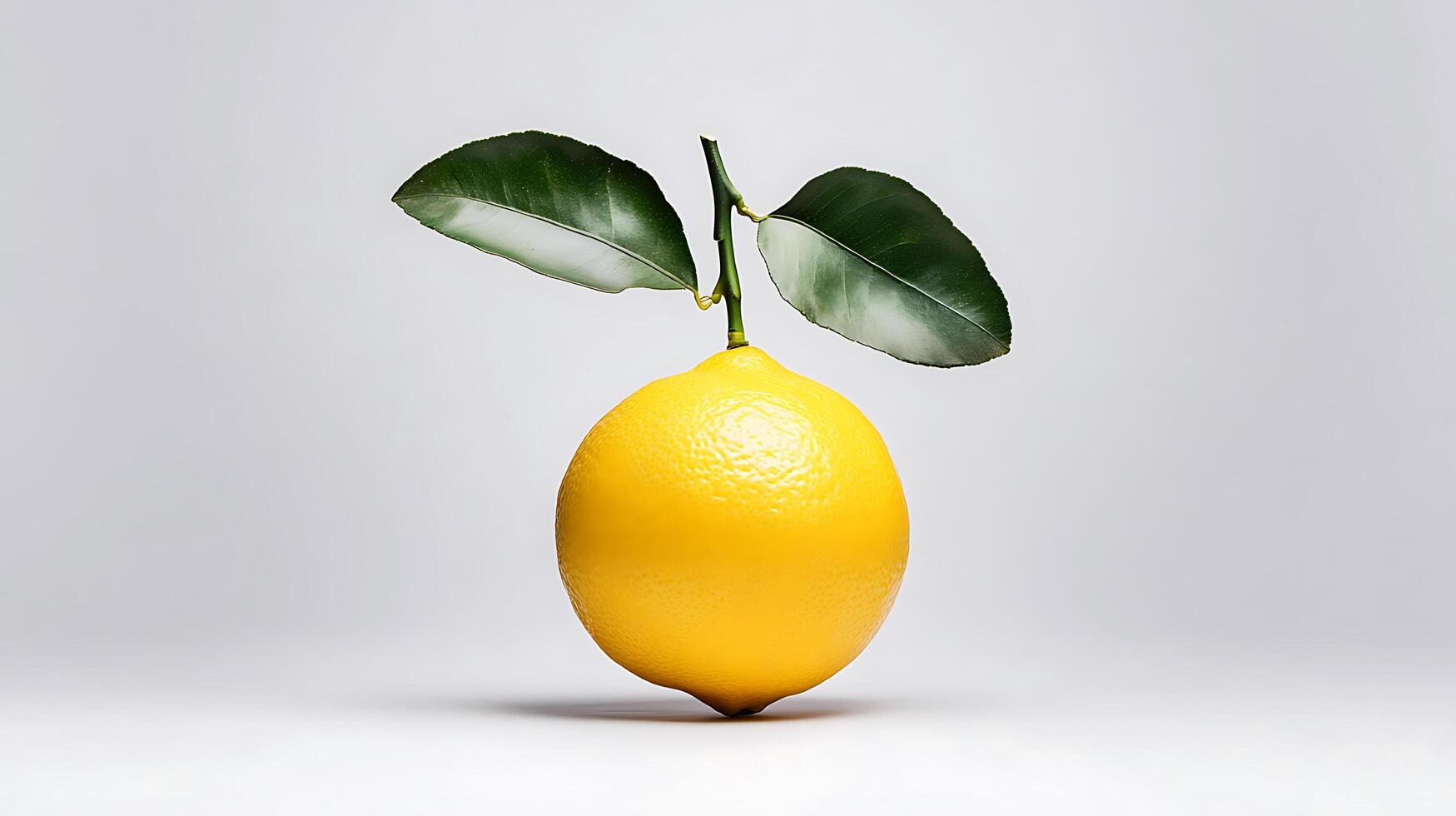 A single lemon with leaves on it photo