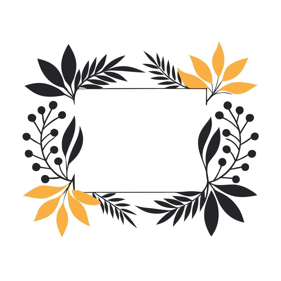 Elegant Black and White Botanical Border. vector