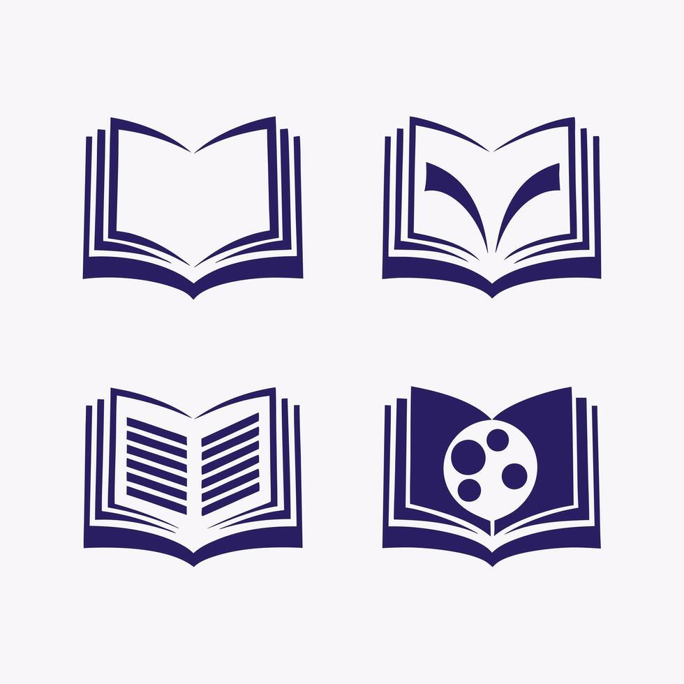 Purple Book Icons Simple Silhouettes and Minimalist Style. vector