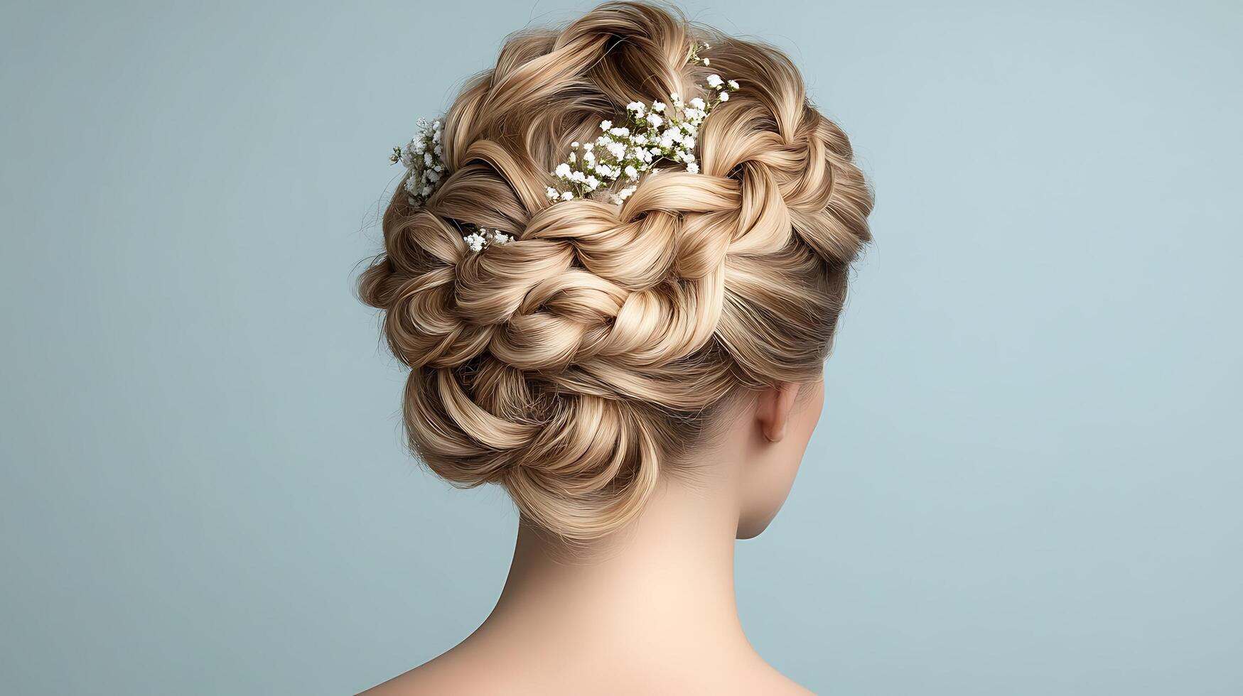 A woman with a braid updo on her head photo