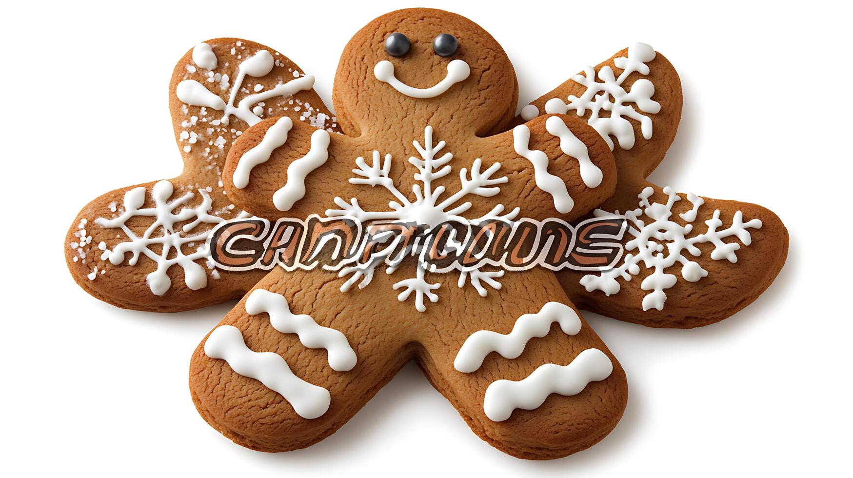 Gingerbread cookie with icing on white background photo