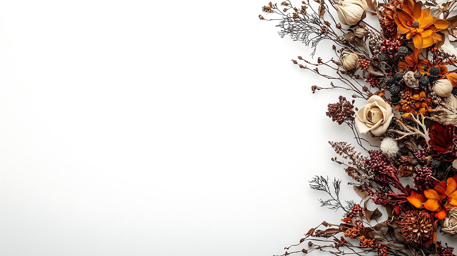 Autumn flowers on white background photo