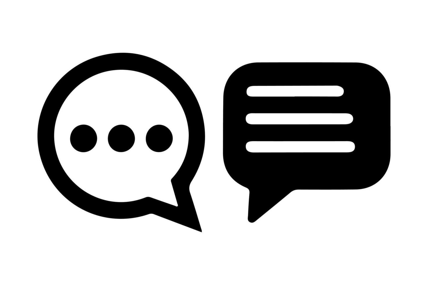 Two black chat bubble icons. vector