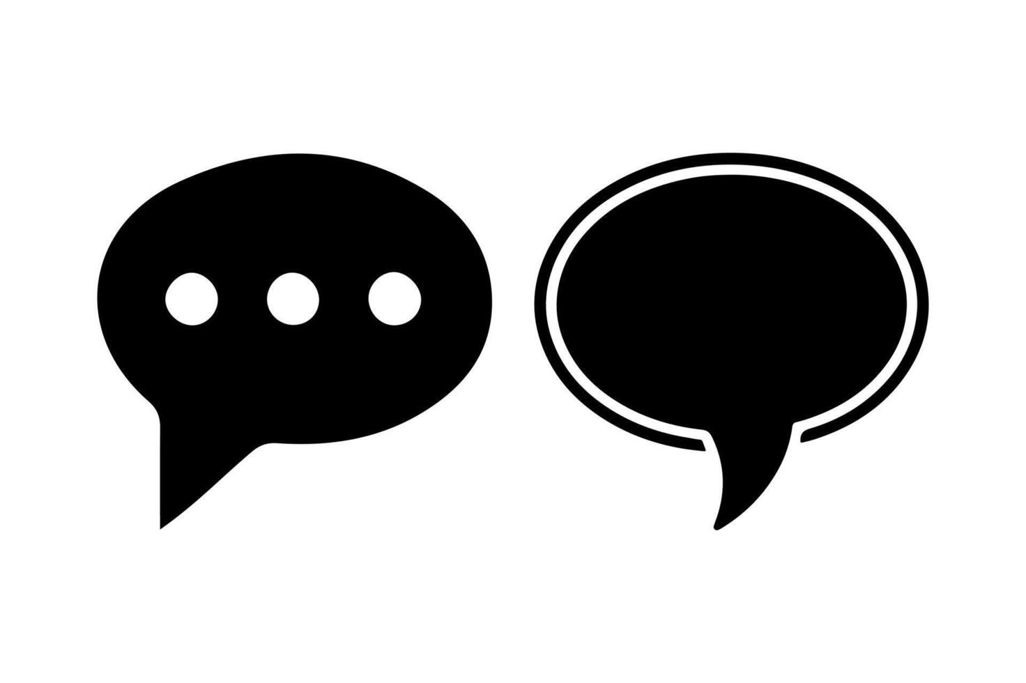 Black and white chat icon set. vector