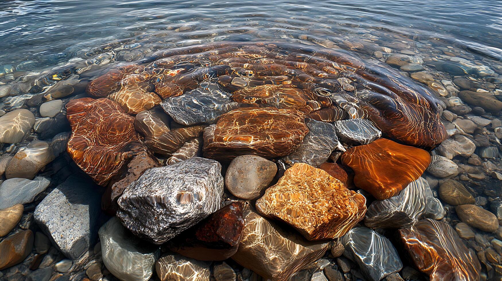 Rocks and water in the ocean photo