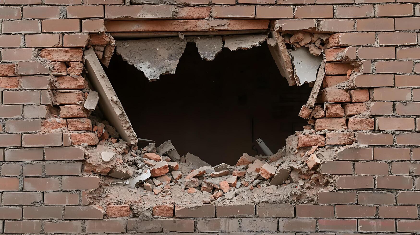 A hole in a brick wall with a hole in it photo
