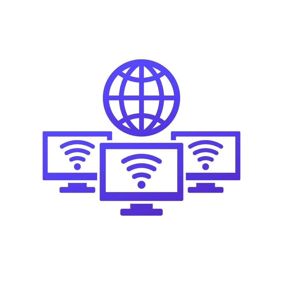 Wi-fi network icon with computers vector