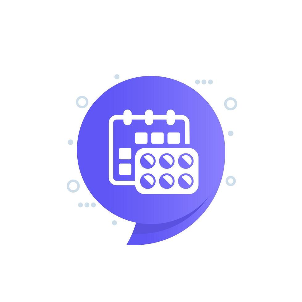 medication schedule icon, pills and calendar design vector