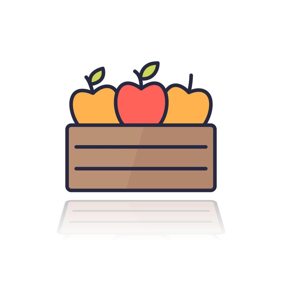Fruit crate, box icon with outline vector