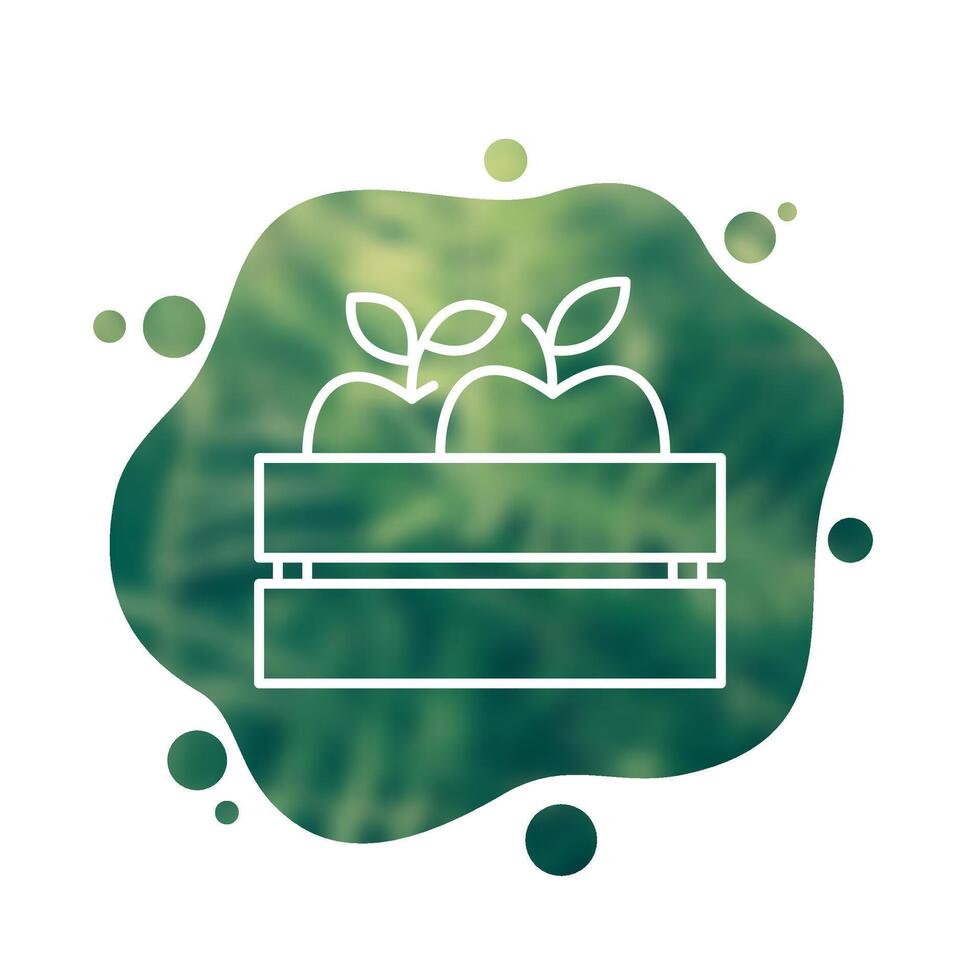 Fruit crate line icon, apples in a box vector