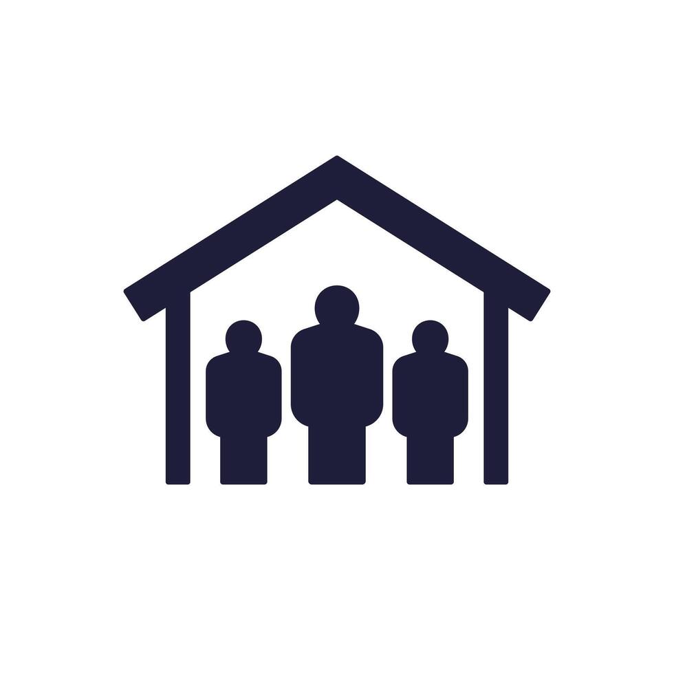Shelter icon with people and a house vector