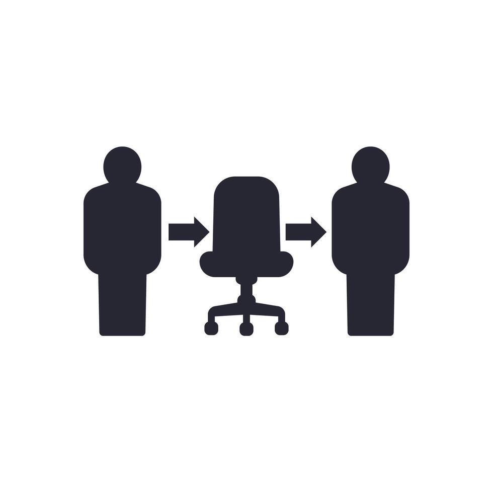 Employee turnover icon with workers and office chair vector