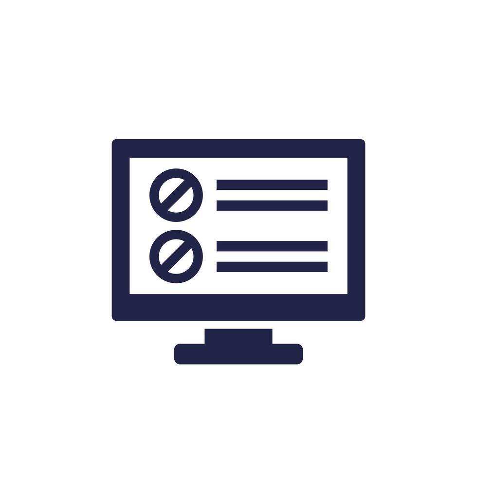blacklist icon with computer, pictogram on white vector