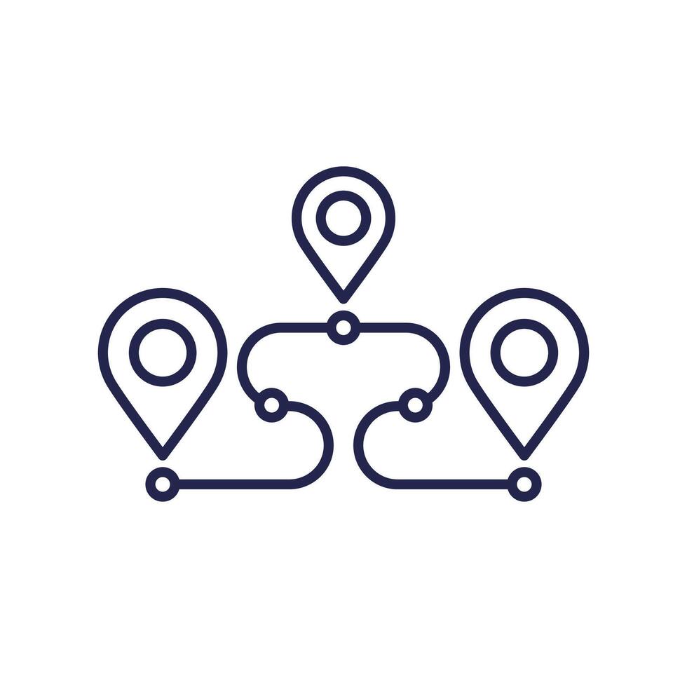Path, route line icon on white vector