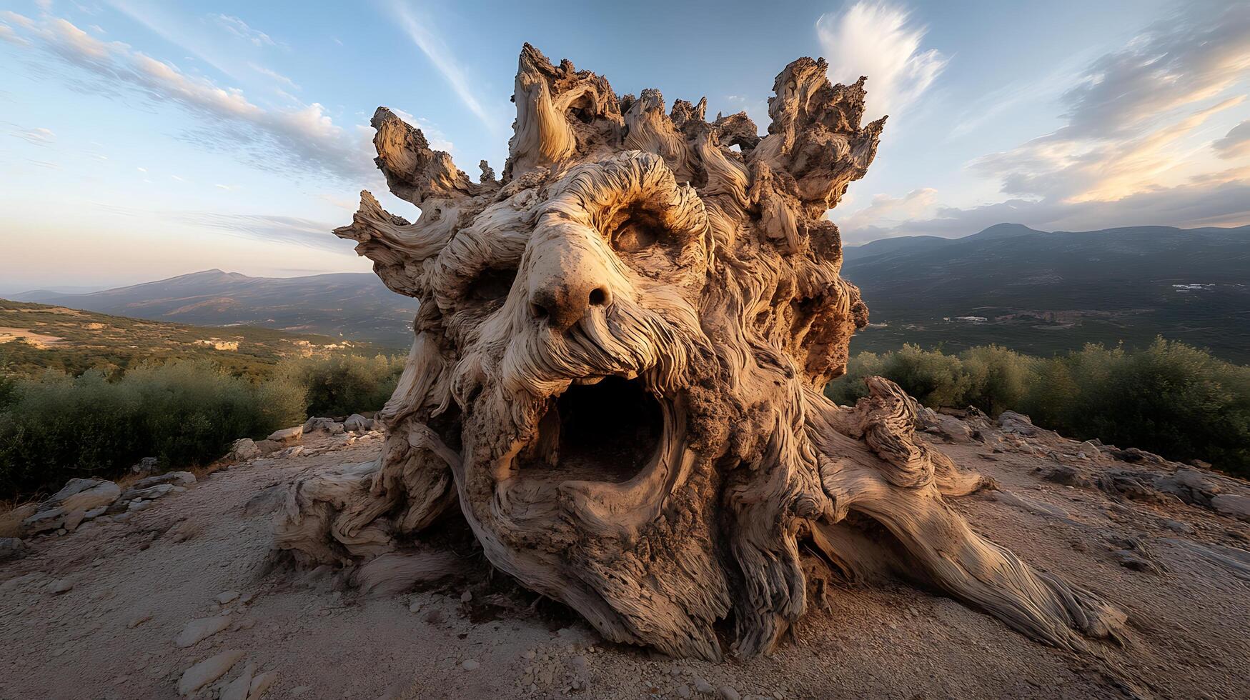 A tree with a face on it photo