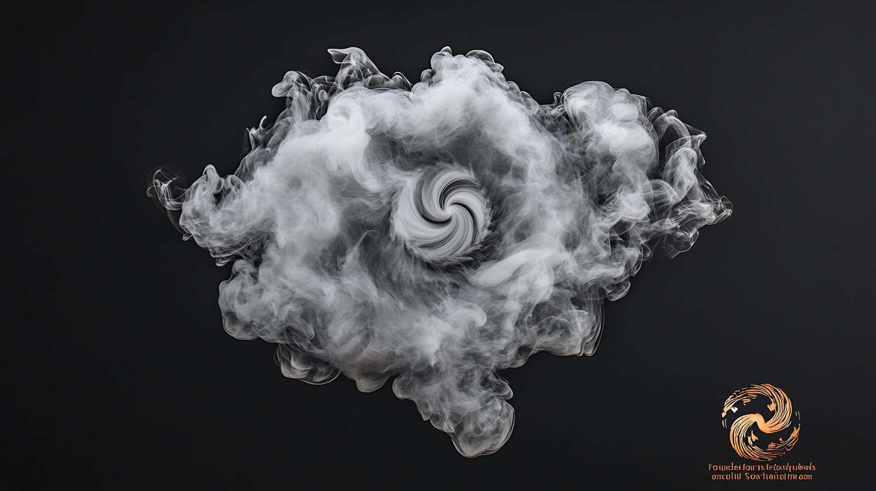 A black and white image of smoke and a spinning wheel photo