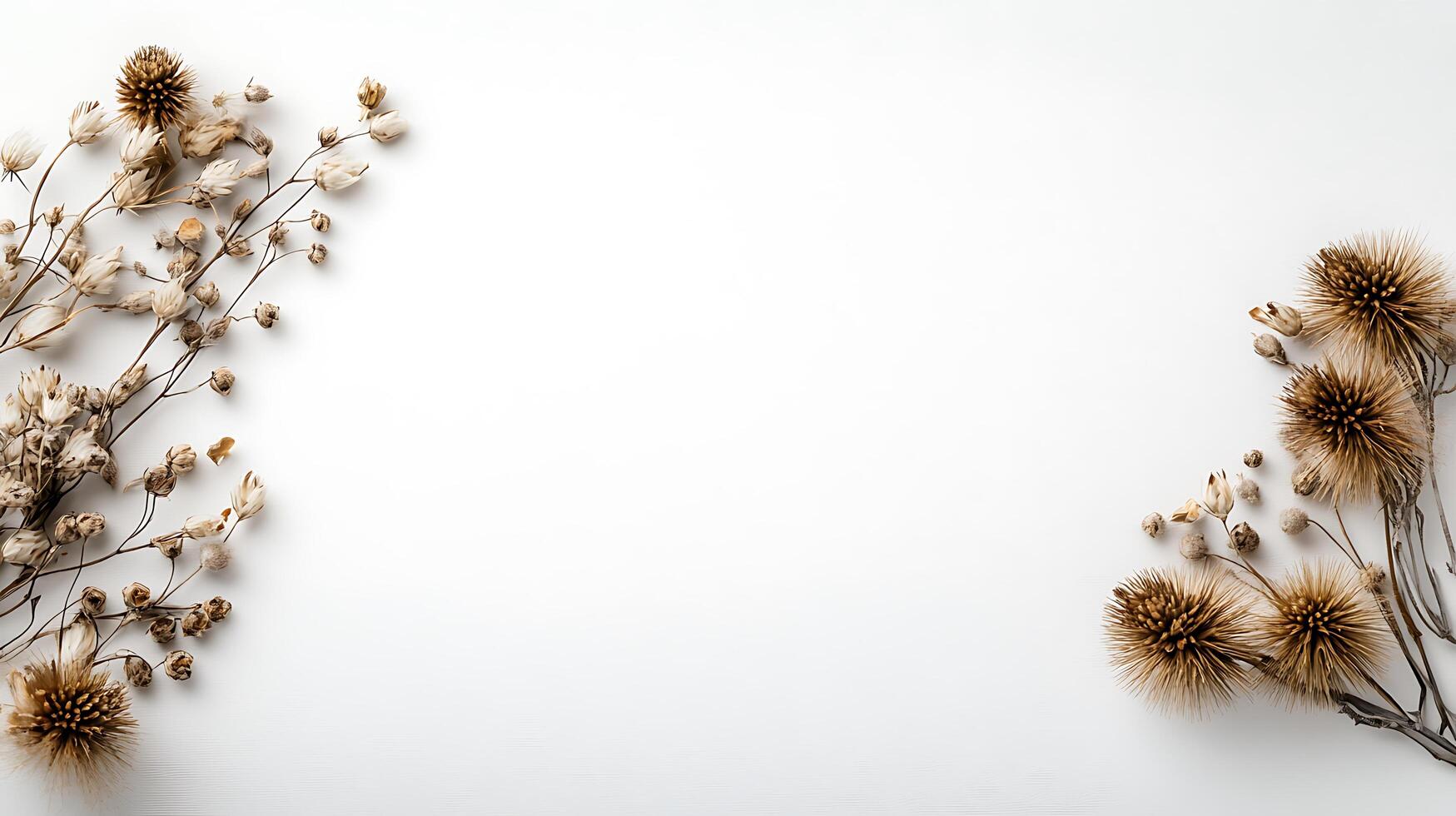 Dry dried plants on white background photo