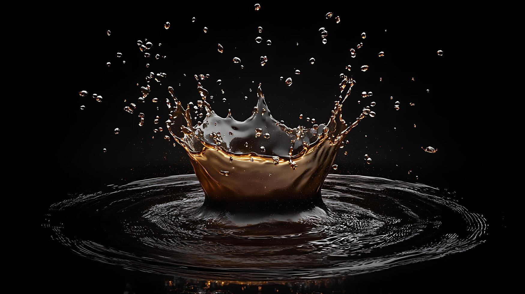 A splash of water is falling into a dark pool photo