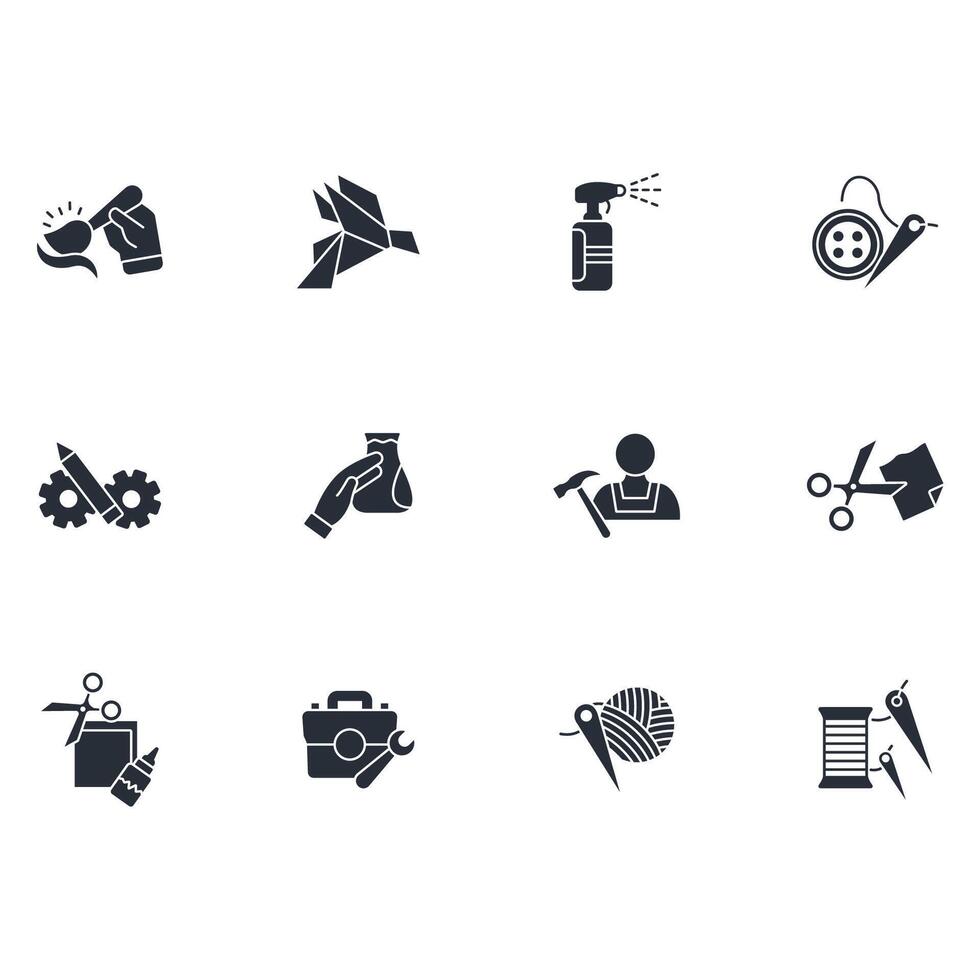 Crafting icon set black vector