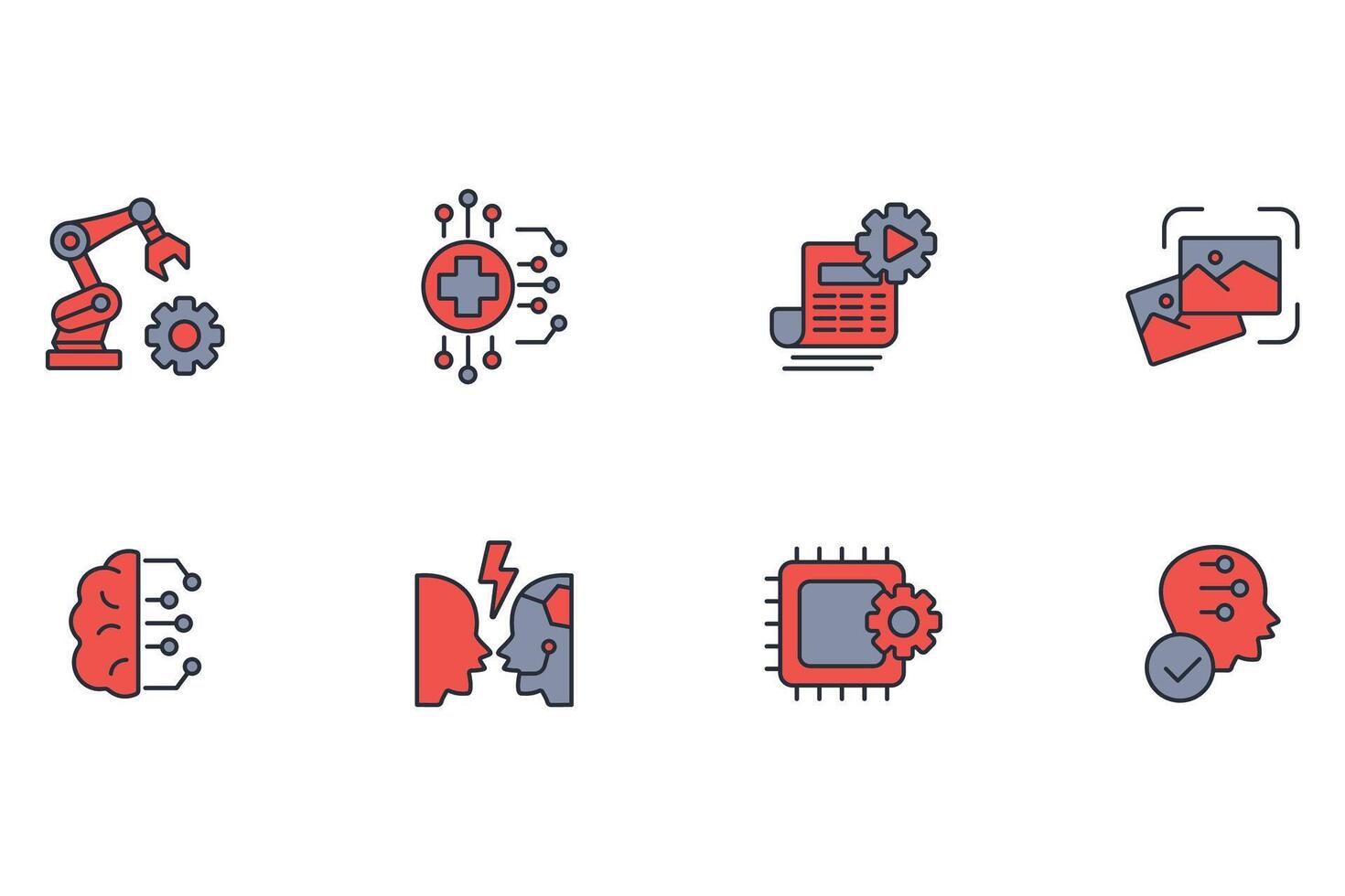Artificial intelligence icon set colours vector