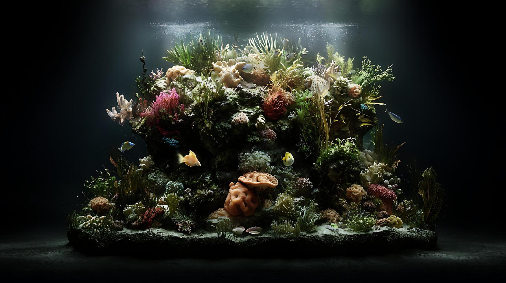 An underwater scene with coral and other sea life photo