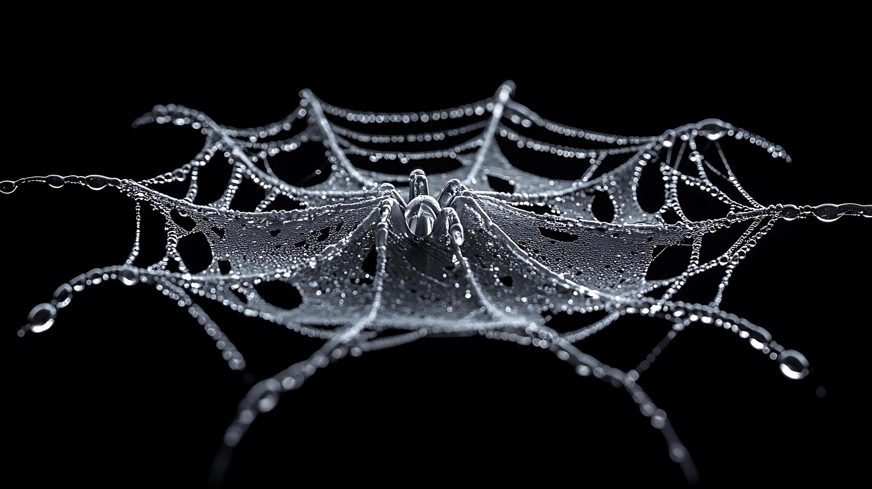 A spider web with water droplets on it photo