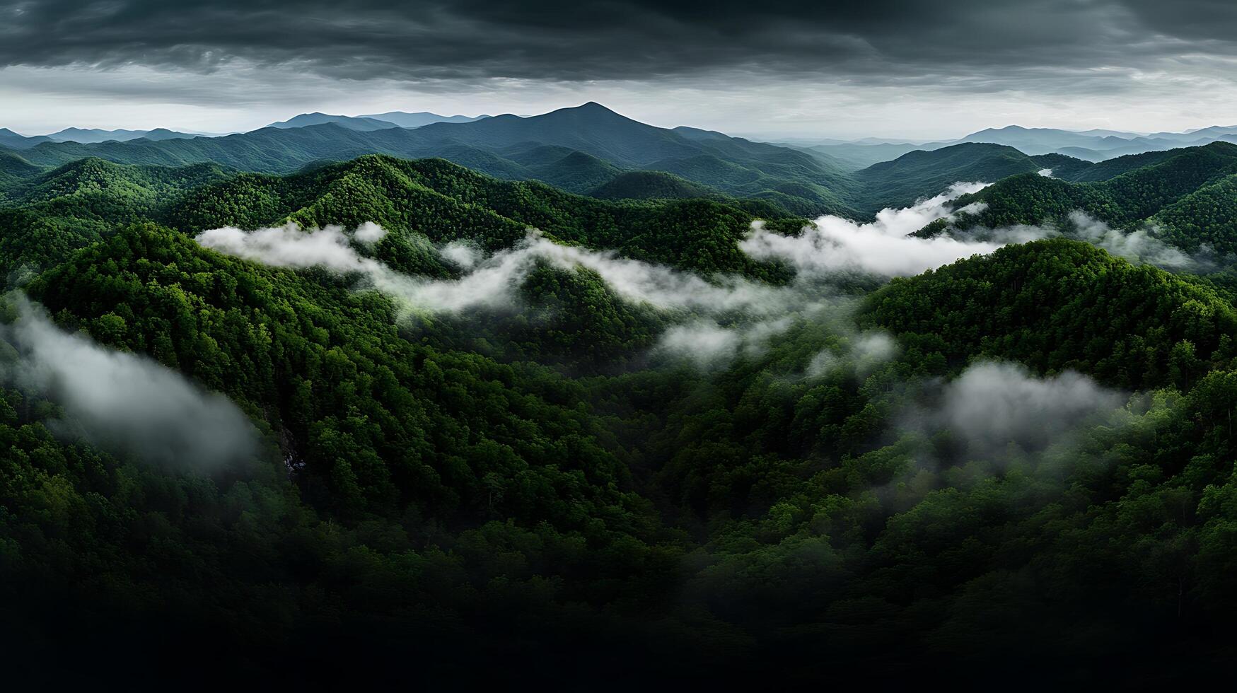A view of the mountains and clouds from above photo