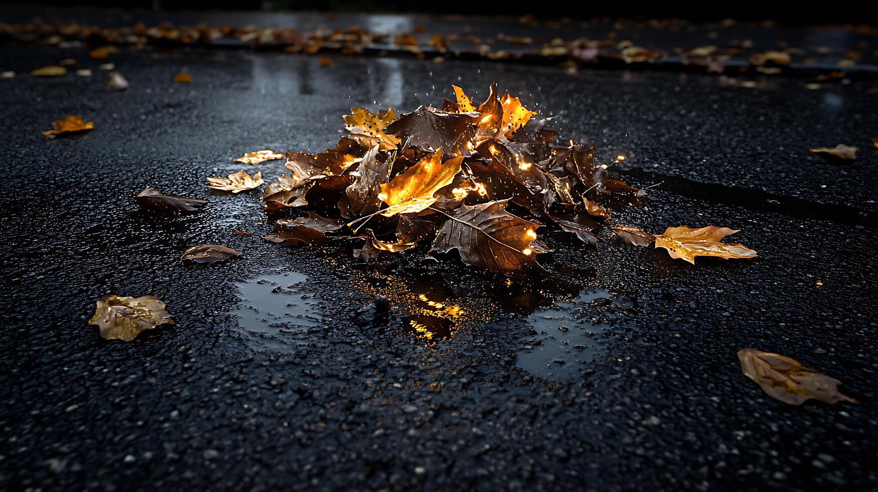A fire is lit on the ground photo