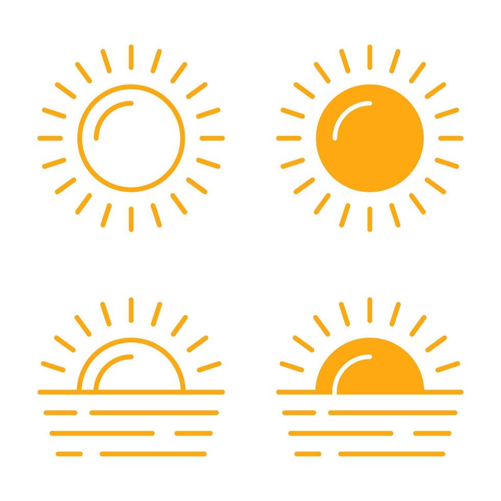 Sun icon set.for mobile concept and web design on white background vector