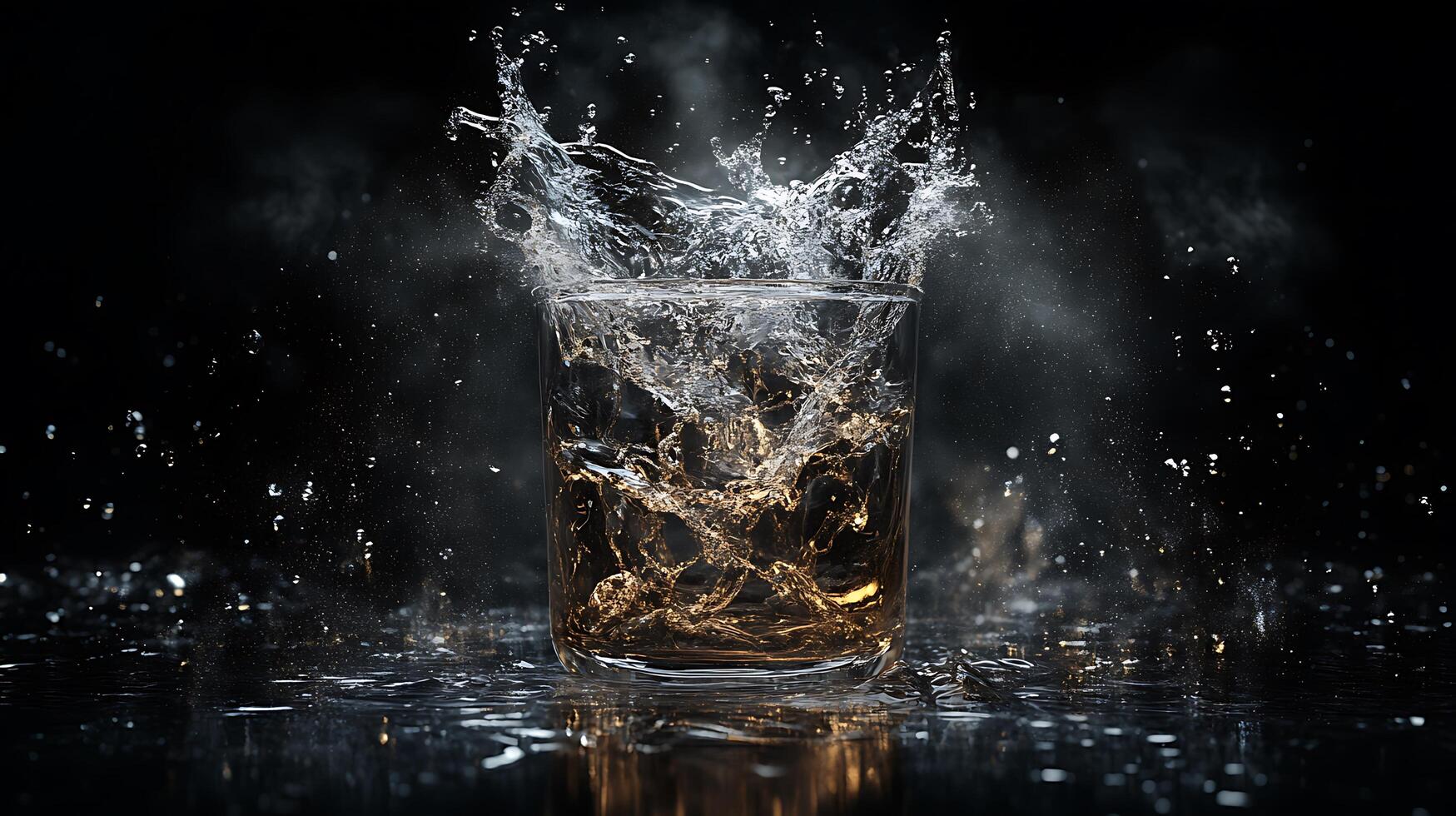 A glass of water with water splashing on it photo
