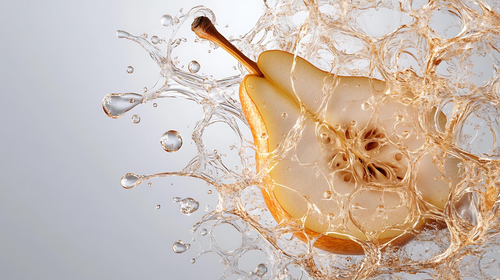 A pear is being splashed with water photo