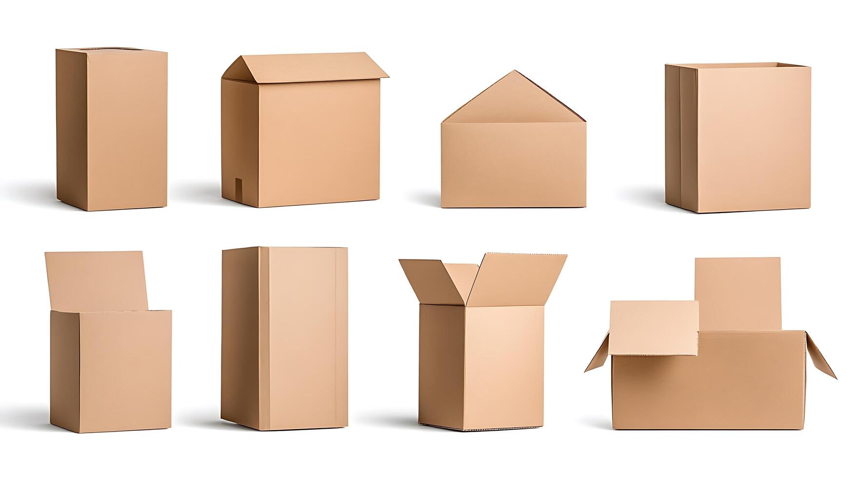 Various cardboard boxes on a white background photo