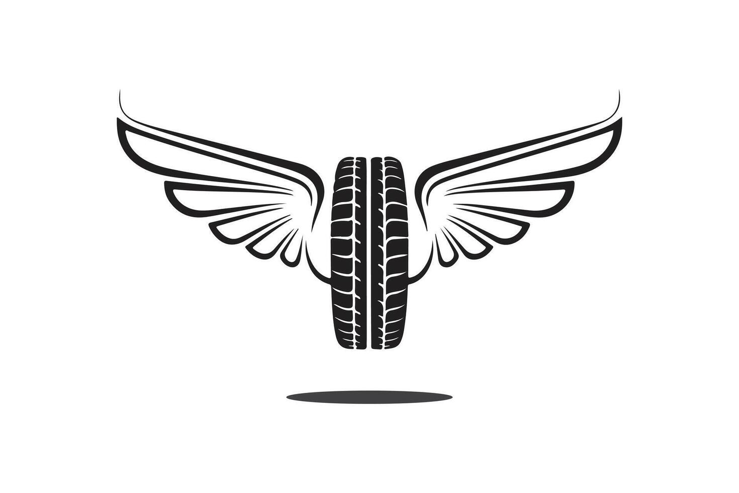 Logo style design in tire with wings vector