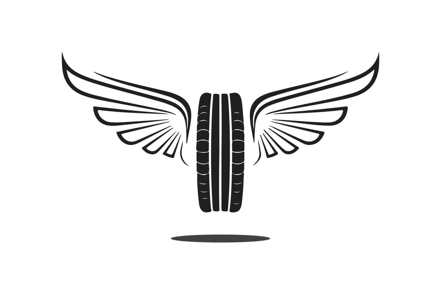 Tire with wings in a logo style design vector