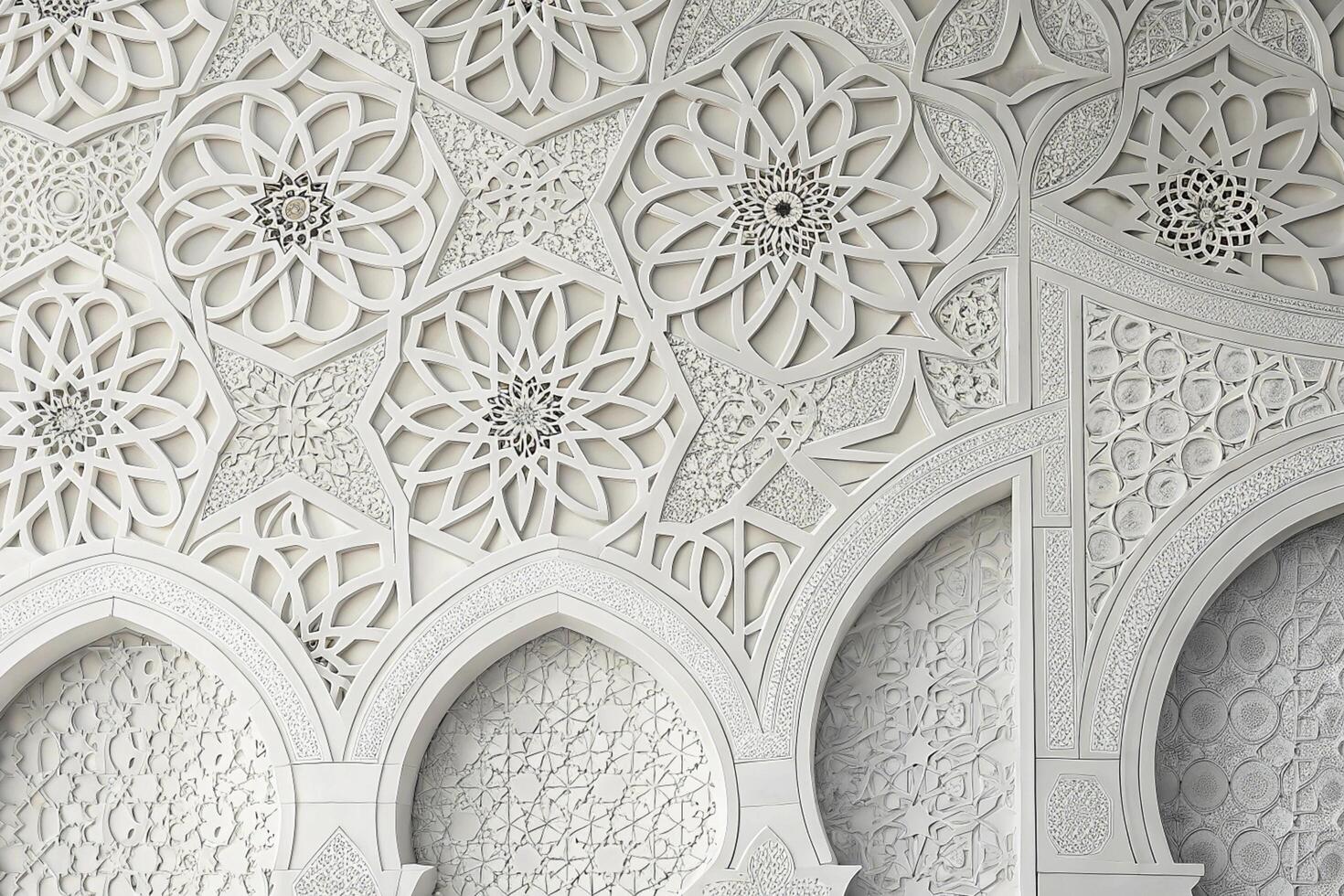 Elegant white textured background with intricate geometric patterns and arabic design, perfect for Ramadan celebration, Ramadan Islamic Background photo