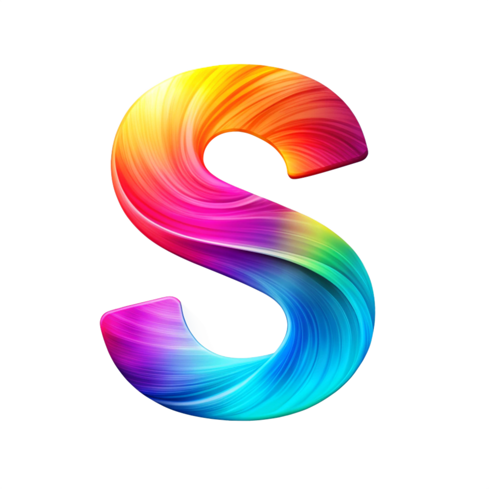 Colourful alphabet S With Flowing Gradient Effect is isolated on transparent background png