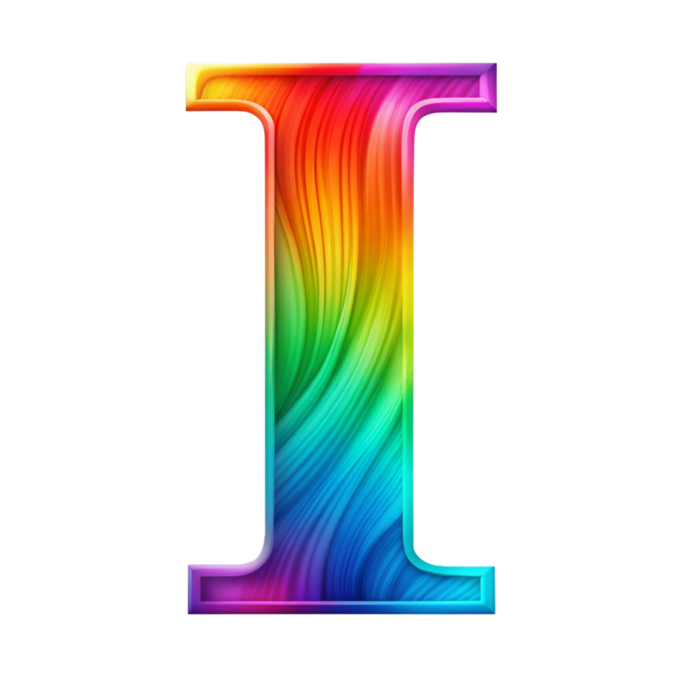 Colourful alphabet I With Flowing Gradient Effect is isolated on transparent background png