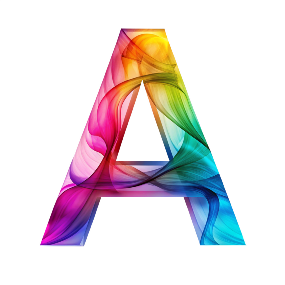 Colourful alphabet A With Flowing Gradient Effect is isolated on transparent background png