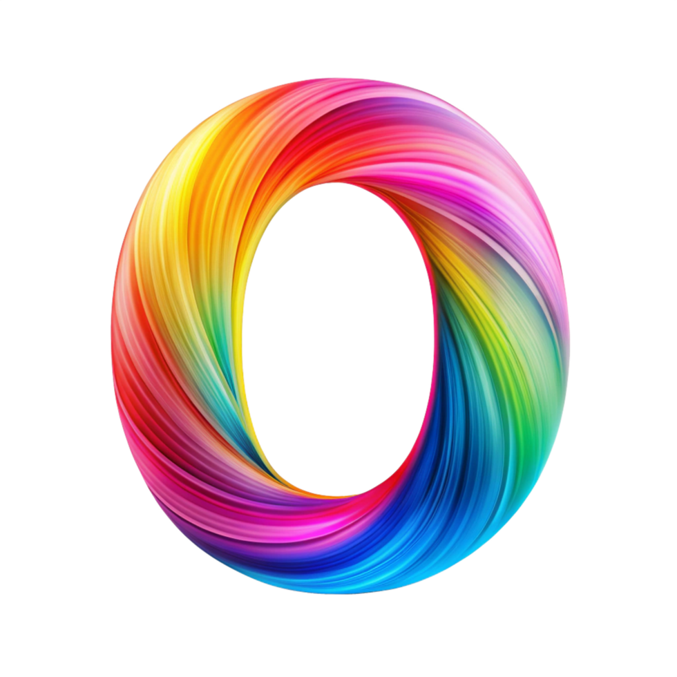 Colourful alphabet O With Flowing Gradient Effect is isolated on transparent background png