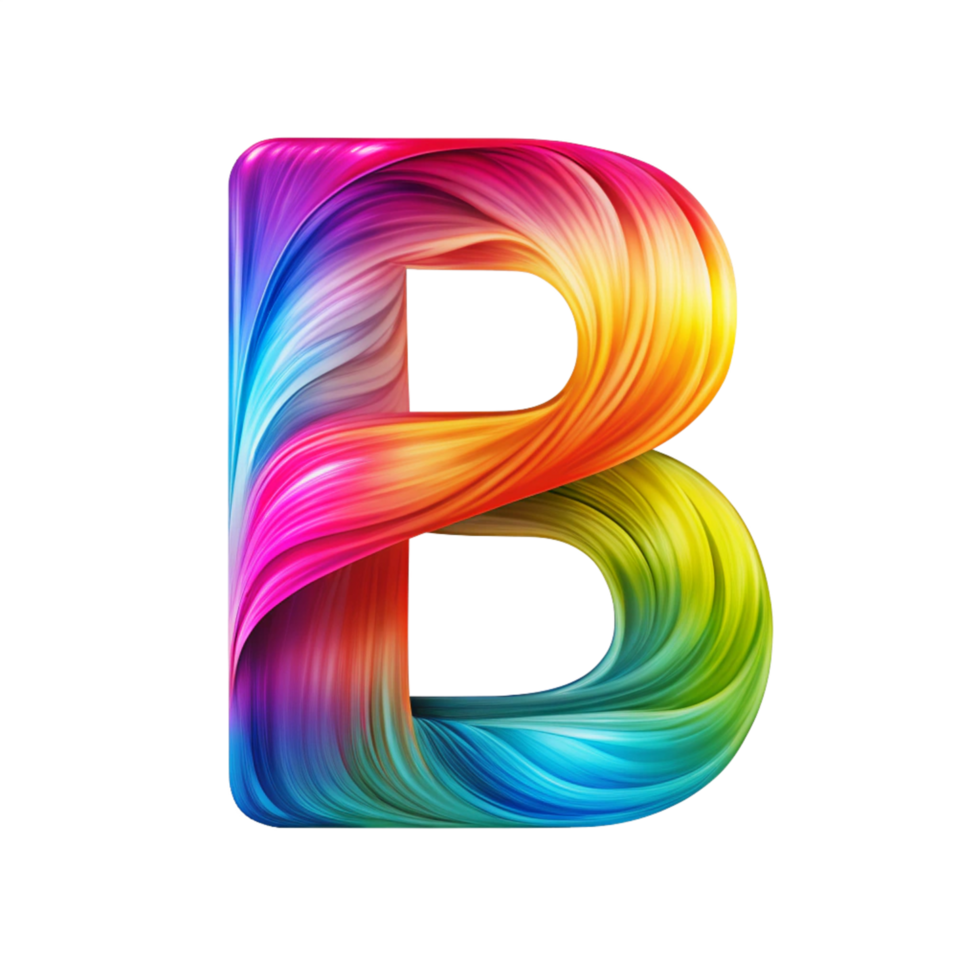 Colourful alphabet B With Flowing Gradient Effect is isolated on transparent background png