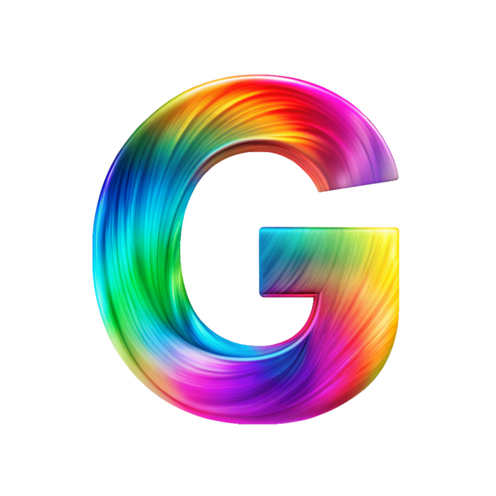 Colourful alphabet G With Flowing Gradient Effect is isolated on transparent background png