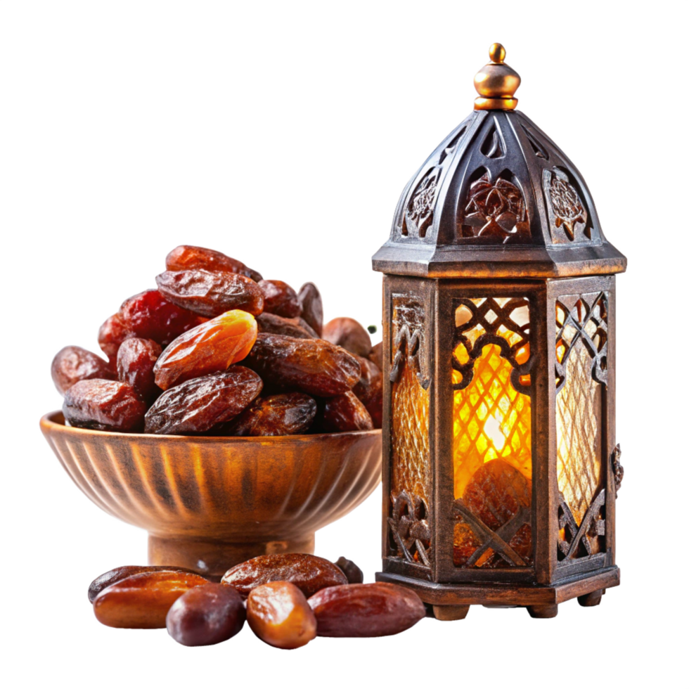 Ramadan 3d lentern with dates is isolated on transparent background png