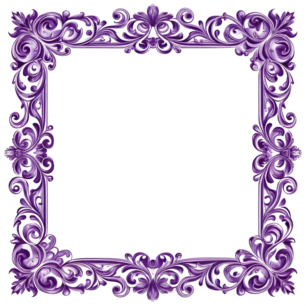 purple picture frame is isolated on transparent background png