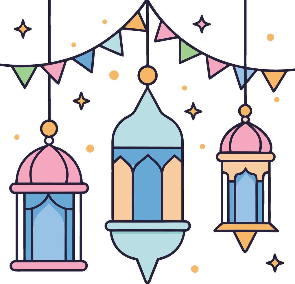 Festive Lanterns and Bunting vector