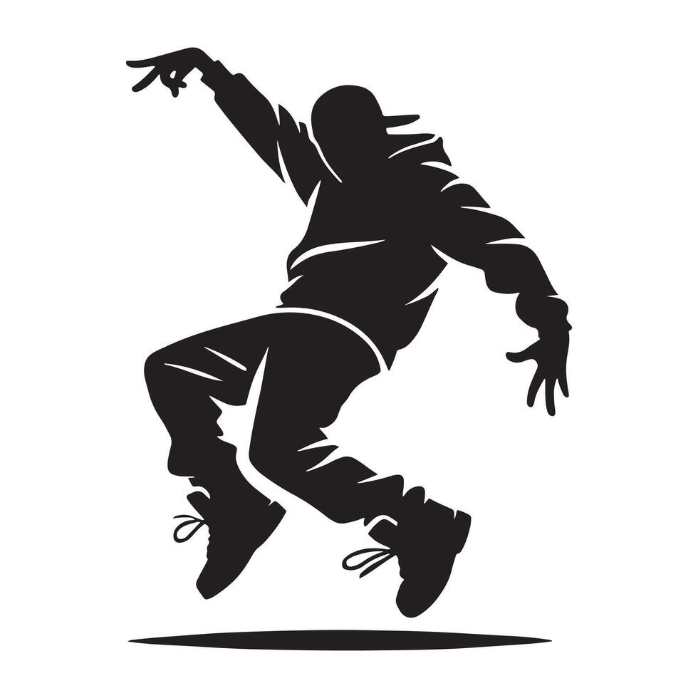 Silhouette of a jumping young man in action vector
